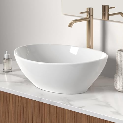 KES Modern Luxury Vessel Sink Oval White Bathroom Sink