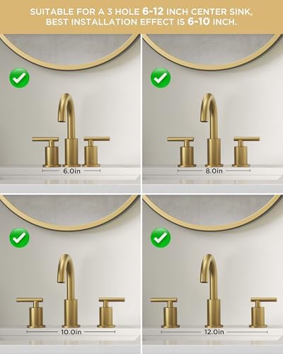 8-Inch Gold Faucet for Washroom Modern Design Smooth Flow