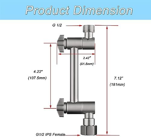 Adjustable shower arm extension Brushed Nickel 4-Inch Showers Head Extendable G12