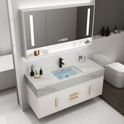 39 White Floating Vanity Set with Storage
