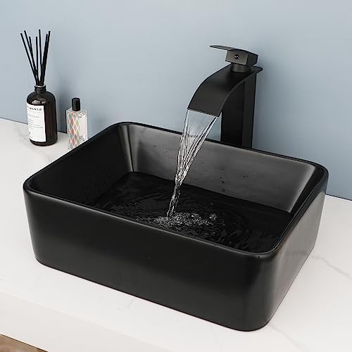 16 Bathroom Vessel Sink with Waterfall Faucet