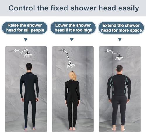BRIGHT SHOWERS Adjustable Brass Shower Arm Extender for Rain Handheld Showers