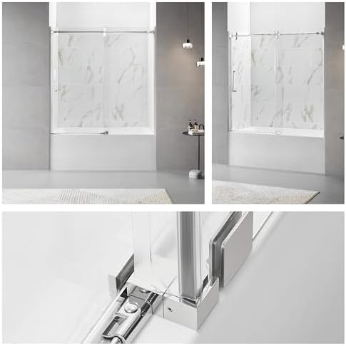 Adjustable 56-60 W x 60 H Frameless Batht