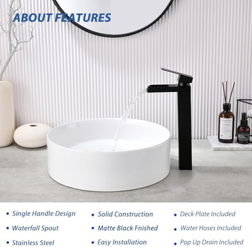 RainMAX RainCatch Full Flow Waterfall Faucet RV Bath Compatible Matte Black