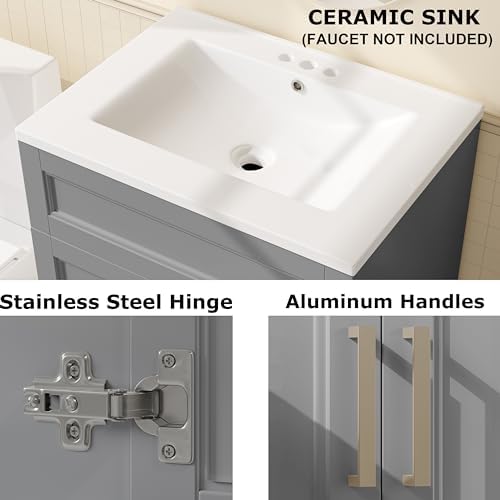 UpView 24 Bathroom Vanity with Ceramic Sink Grey