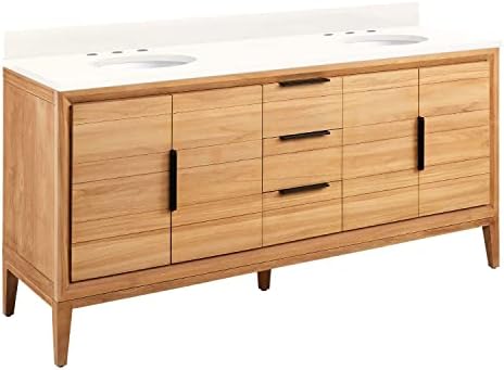 Elegant Vanity Set Solid Teak Vanity with Two Sinks