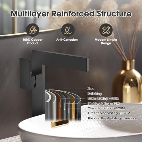Matte Black Tall Bathroom Sink Faucet Ultra Thin Vessel Faucet