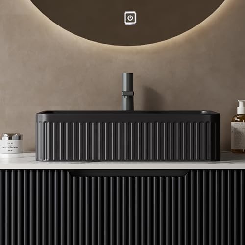 GUCOGUKA 30 Black Bathroom Vanity with Ceramic Sink Combo