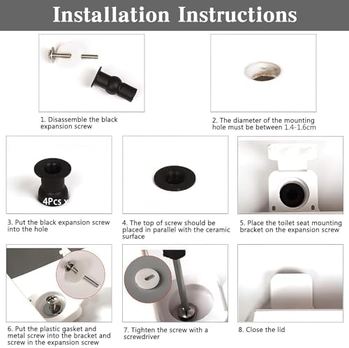 SelfTek 4-Piece Toilet Seat Bolt Kit 14-16mm Hole