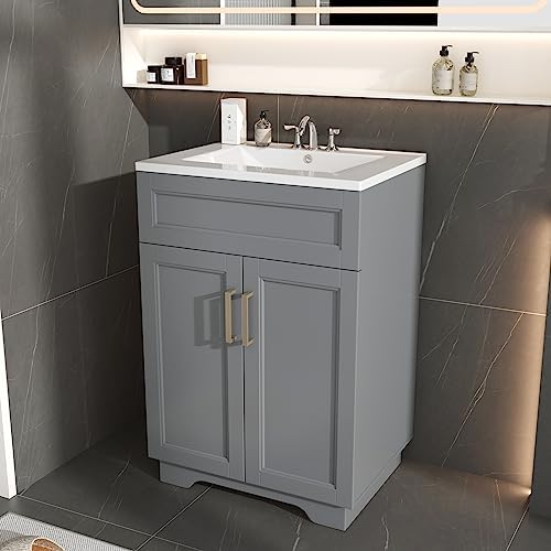UpView 24 Bathroom Vanity with Ceramic Sink Grey