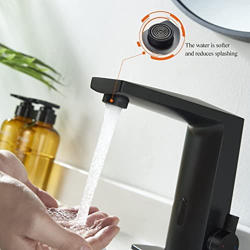 Poopey Automatic Sensor Touchless Bathroom Faucet Chrome Hands-Free Sink Black