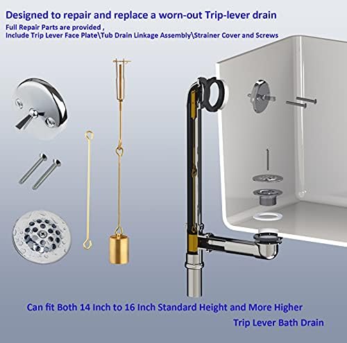 Tub Drain Linkage Assembly with Trip Lever and Strainer Robust and Durable