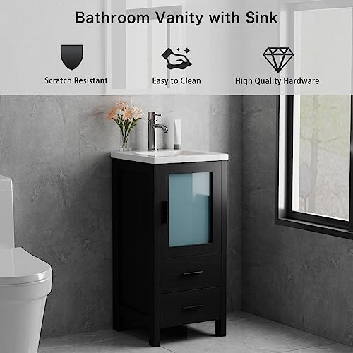Elegant 16 Black Vanity With Storage