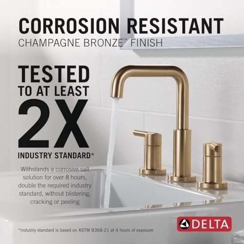Delta FaucetNicoli WidespreadGold Bathroom Sink Faucet 3 Hole Champagne Bronze