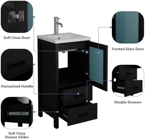Elegant 16 Black Vanity With Storage
