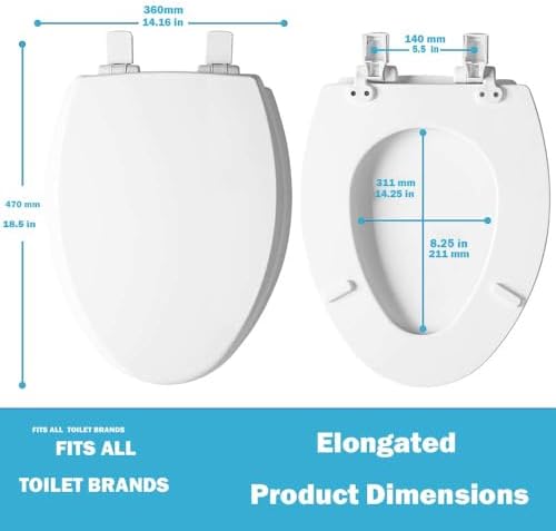No Slamming Elongated Toilet Seat Replacement for KOHLER More