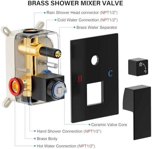 Black Rainfall Shower Faucet Set - Wall Mounted