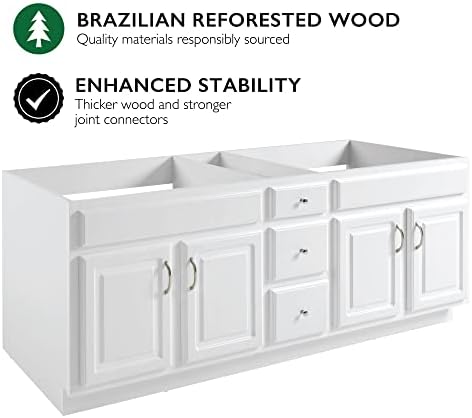 Bathroom Vanity 72in Brazilian Pine Wood White Unassembleable