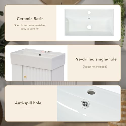 Bathroom Vanity for Small Space Modern Wall-Mounted Sink with Storage