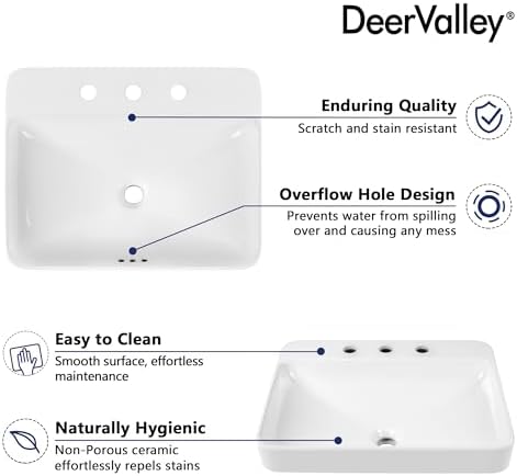 drugValley 24x19 Vessel Sink for Bathroom Modern Durable