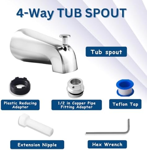 CalcMetal Universal 4-in-1 Diverter Tub Faucet