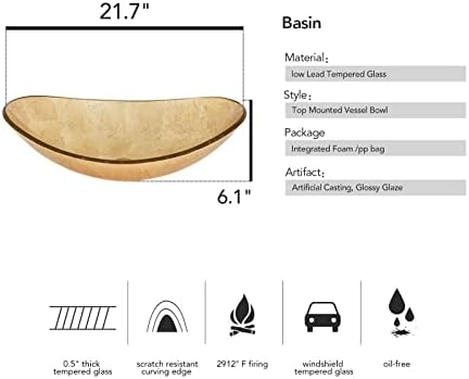 YORLITE Boat Shape Gold Bathroom Sink