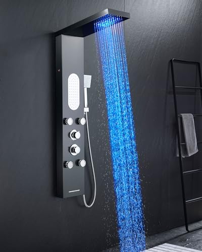 Experience Luxury in the Shower MENATT LED Shower Panel Tower System