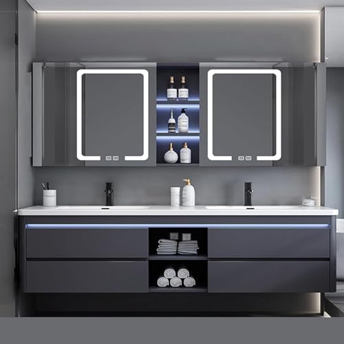 64-inch Modern Floating Bathroom Vanity with Dual Sinks and Solid Wood Construction
