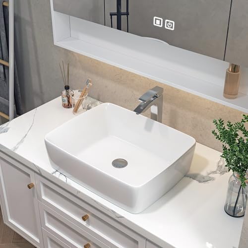 White Rectangle Vessel Sink