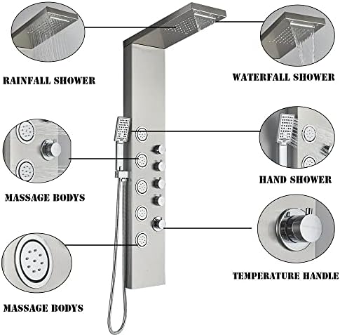 Stainless Steel Shower Panel Tower System with Rain massage Function