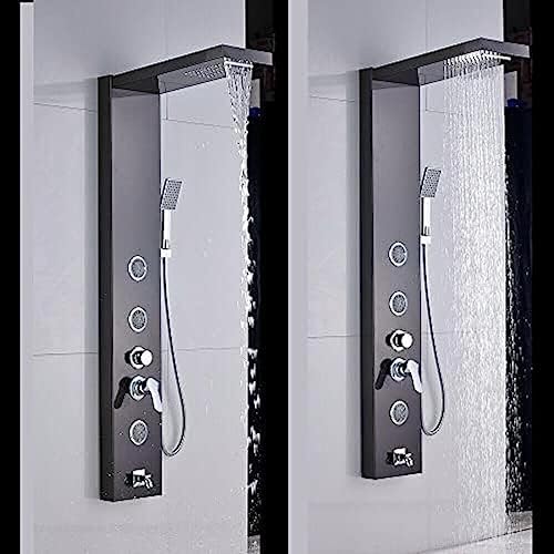 LED Rainfall Shower Head with Massager Jets