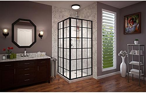 French Corner Walk-In Shower Enclosure Satin Black