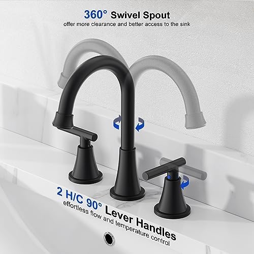 Sturdy 3-Hole Bathroom Faucet with Matte Black Finish for RV Farmhouse