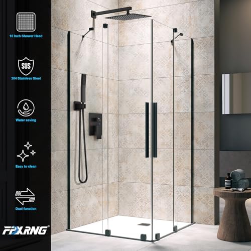 Black Rainfall Shower Faucet Set - Wall Mounted