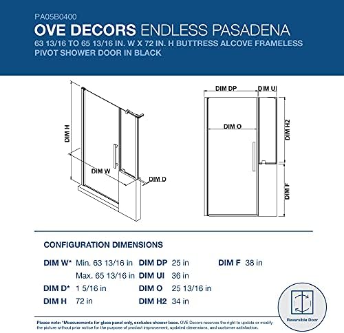 Endless Frameless Shower Door Black