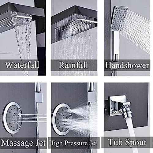 LED Rainfall Shower Head with Massager Jets