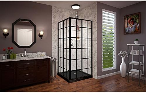 CompleteFrench Corner 36in Shower Enclosure Kit - Walk through Satin Black