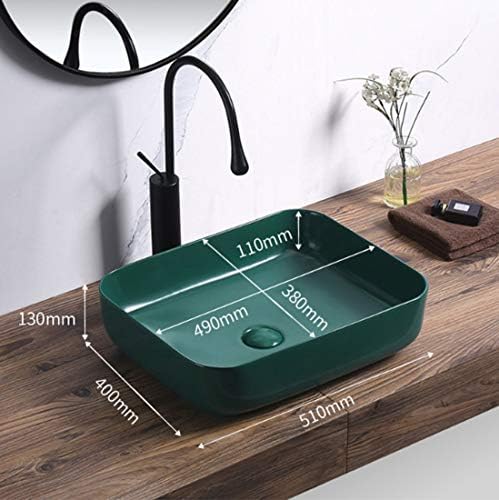 NOVA VESSEL SINK SET Matte Green Durable Above-Counter Sink for Bathroom