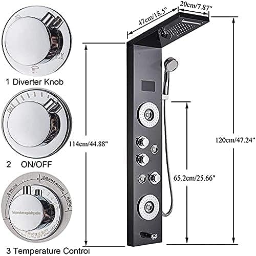 LED Stainless Steel Showers Shark Tank Black
