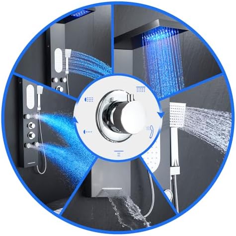 Experience Luxury in the Shower MENATT LED Shower Panel Tower System