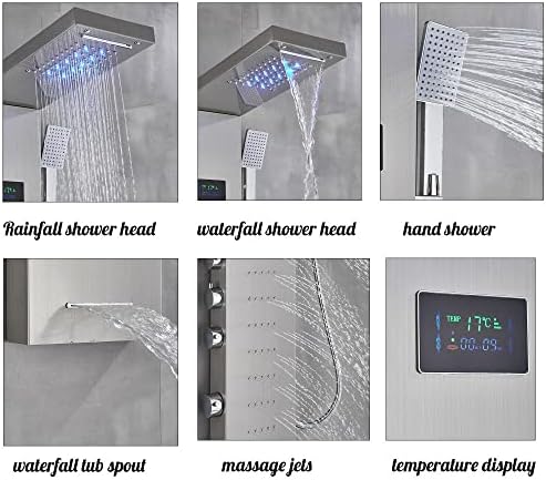 Huin Luxury LED Rainfall Shower Panel Tower with massage jets for Relaxation
