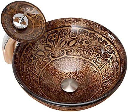 Antique Totem Glass Sink Rugged Faucet Combo Durable Aesthetic