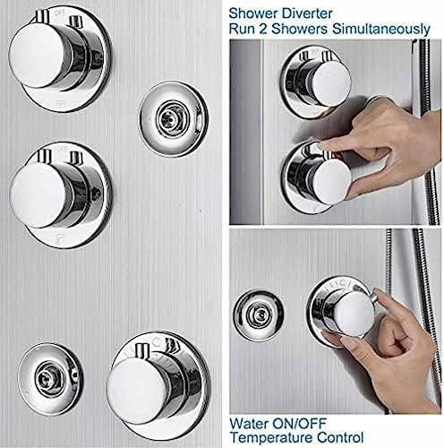 Stainless Steel Shower Panel Tower with LED Rainfall