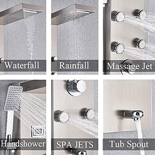 Rainfall Shower Panel with Massage Jets Wall-Mounted System