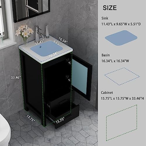 Elegant 16 Black Vanity With Storage
