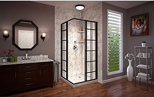 French Corner Walk-In Shower Enclosure Satin Black