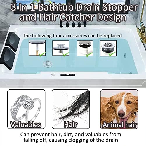 Easy Replace bathtub drain plug with 3-in-1 functions