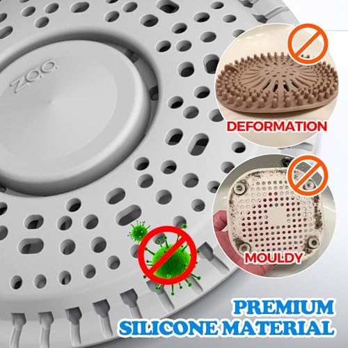Shower Drain Hair Catcher 2 Pack Premium Silicone Shade Protector Gray
