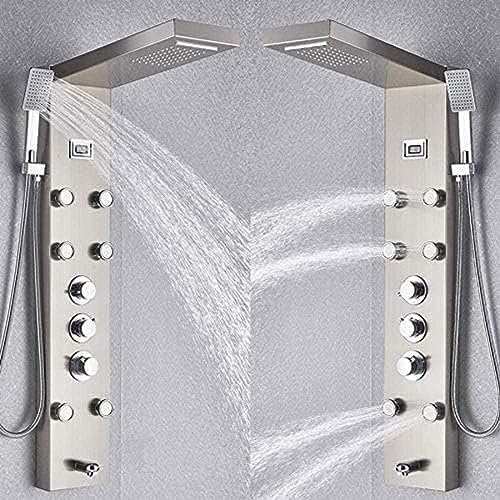 Rainfall Shower Panel with Massage Jets Wall-Mounted System