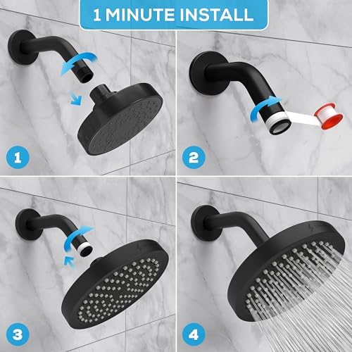 SparkPod High Pressure 6-inch Shower Head in Midnight Black Matte